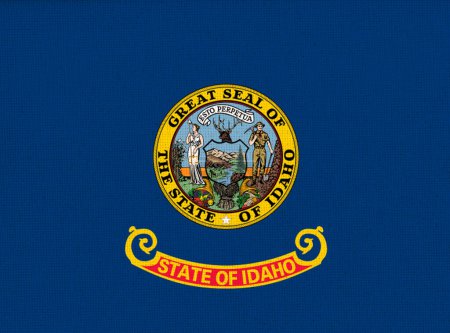 Téléchargez les photos : Drapeau de l'Idaho. Drapeau de l'État américain Idaho. Le symbole de l'Idaho. État américain. Texture du tissu - en image libre de droit