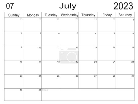 Para hacer la lista de meses. Células vacías de planificador. Planificador para julio de 2023. Horario del mes. Calendario mensual. Organizador para junio de 2023. Plan de negocios. Organizador mensual. Calendario 2023. Inicio del domingo