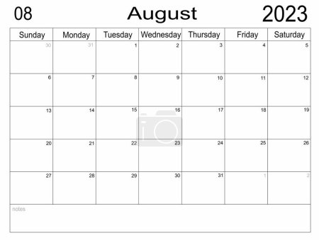 Para hacer la lista de meses. Células vacías de planificador. Planificador para agosto de 2023. Horario del mes. Calendario mensual. Organizador para agosto de 2023. Plan de negocios. Organizador mensual. Calendario 2023. Inicio del domingo