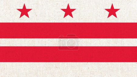 Téléchargez les photos : Flags of Washington, D.C. Washington, D.C. official flag. Columbia district flag fabric surface. symbol of American territory on fabric texture - en image libre de droit
