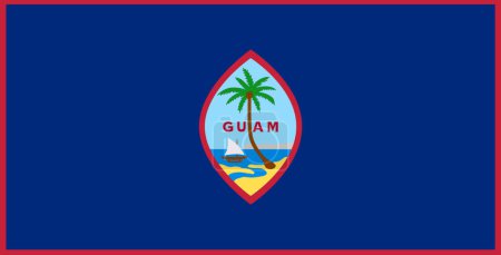 Foto de Bandera de Guam. Símbolo oficial del territorio organizado y no incorporado de los Estados Unidos. Ilustración 3D. Símbolo oficial de la bandera de Guam. País insular - Imagen libre de derechos