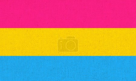 Téléchargez les photos : Le drapeau de la Pansexualité. Les personnes pansexuelles signent. symbole de pansexualité. drapeau de la bisexualité. Texture du tissu. Symbole du drapeau d'orientation sexuelle. - en image libre de droit