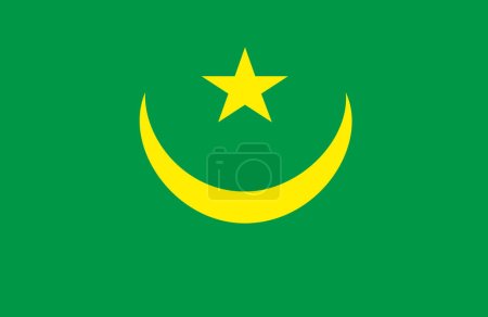 Flag of Mauritania. Mauritanian flag. National symbol. Islamic Republic of Mauritania. African country. Flag illustration