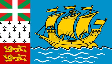 Flagge von Saint Pierre und Miquelon. Flagge auf Stoffoberfläche. Gewebestruktur. Inselstaat. Territoriale Gemeinschaft von Saint-Pierre und Miquelon. illustration