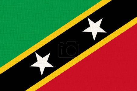 Flagge von St. Kitts und Nevis. Flagge der Föderation von St. Christopher und Nevis. Nationales Symbol. Karibikstaat. Inselstaat. 3 D Abbildung