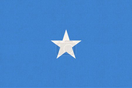 Flag of Somalia. Somali flag on fabric surface. Fabric texture. National symbol. Federal Republic of Somalia. African country. 3D illustration
