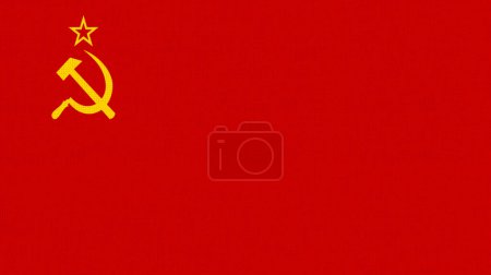 Photo for Soviet Flag grange. red flag of USSR. flag of non-existent state. retro symbol. Vintage sign. flag of Soviet Union on fabric surface. Fabric texture. Illustration of national symbol of Social country - Royalty Free Image