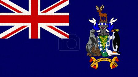 Flagge von Südgeorgien und South Sandwich Islands. Offizielles Symbol Südgeorgiens und der Südlichen Sandwichinseln. 3D-Illustration. Flagge des British Overseas Territory. Inselstaat