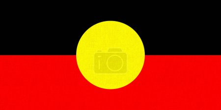 Bandera aborigen australiana en textura. Ilustración de aborígenes australianos. Símbolo nacional de los pueblos indígenas de Australia