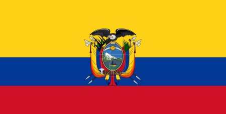 Photo for Flag of Ecuador. Ecuadorian flag on fabric surface. Fabric texture. Illustration of Ecuadorian national flag on patterned background. Republic of Ecuador - Royalty Free Image