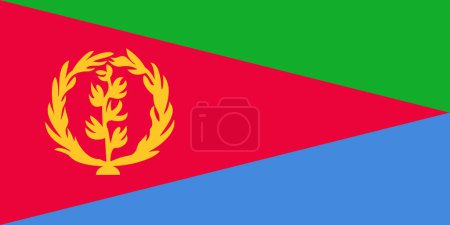 Bandera de Eritrea. Bandera nacional de Eritrea. Bandera del país africano. Símbolo nacional de Eritrea sobre fondo modelado. País africano