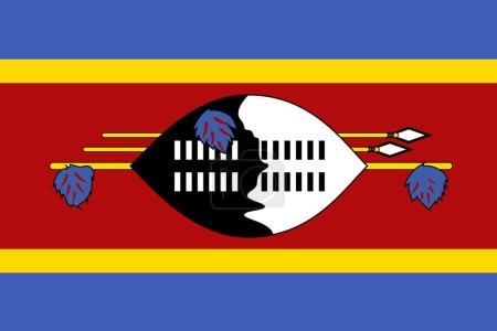 flag of Kingdom of Eswatini. National Swazilandian flag on fabric. Swazilandian national flag on textured background. African country.State symbol of Swaziland. African Republic. Eswatini state symbol