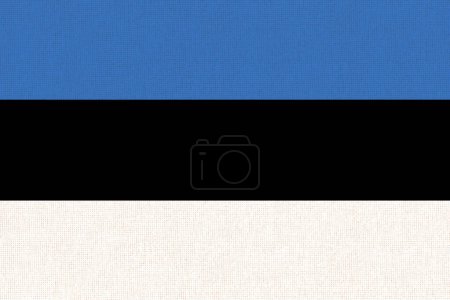 Photo for Flag of Estonia. Estonian flag on fabric surface. Fabric texture. National symbol of Estonia on patterned background. Baltic country. European country - Royalty Free Image