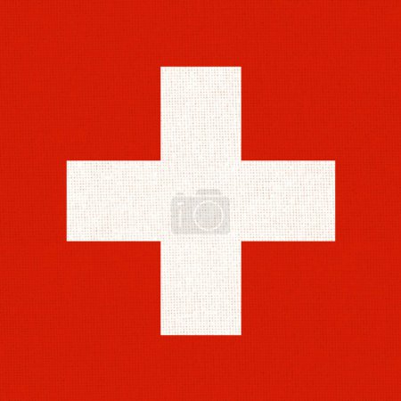 Photo for Flag of Switzerland. Swiss flag on fabric surface. Fabric texture. National symbol of Switzerland on patterned background. European country. Neutral country - Royalty Free Image