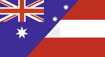 Flag of Australia and Austria. Two Flag Together Australian and Austrian national flags. state flags. Australian-Austrian relations. Sports competitions between countries. Two flags