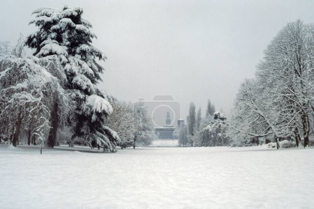 Milan, Lombardy, Italy: Sempione park with snow