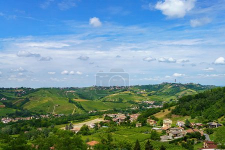 Foto de Colinas de Oltrepo Pavese, provincia de Pavía, Lombardía, Italia, en primavera. Viñedos - Imagen libre de derechos