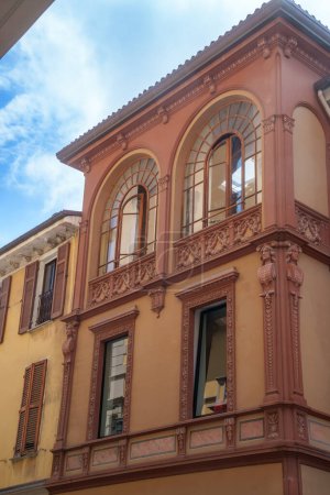 Photo for Facade of historic building along via Emilia at Tortona, Alessandria province, Piedmont,  Italy - Royalty Free Image