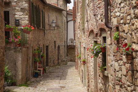 Montefioralle, mittelalterliches Dorf im Chianti, Provinz Florenz, Toskana, Italien