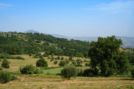 Country landscape in Abruzzo near Civitella del Tronto, Teramo province, Italy, at summer
