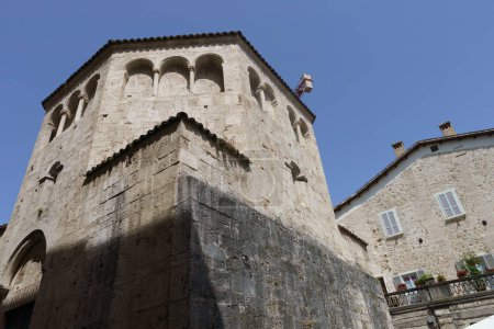Exterior of historic buildings in Ascoli Piceno, Marche, italy