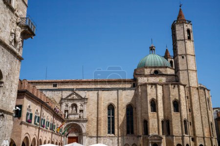 Exterior of historic buildings in Ascoli Piceno, Marche, Italy: Duomo