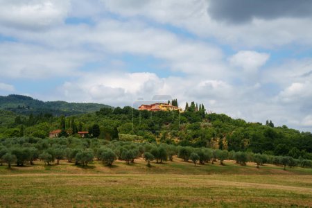 Téléchargez les photos : Paysage rural en été près de Figline Valdarno, province de Florence, Toscane, Italie - en image libre de droit