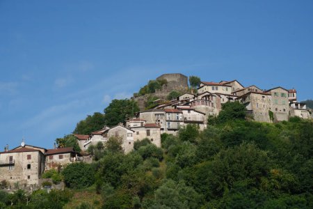 Photo for Mulazzo, historic town in Lunigiana, Tuscany, Italy, at morning - Royalty Free Image