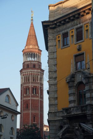 Historic belfry of the San Gottardo church in Milan, Lombardy, Italy