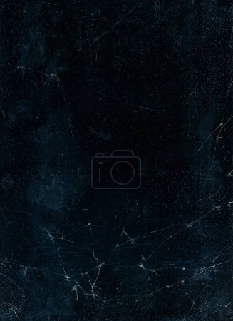 Cracked texture. Grunge overlay. Old film noise. White dust scratches dirt stains aged worn shattered ice defect on dark black illustration abstract background.