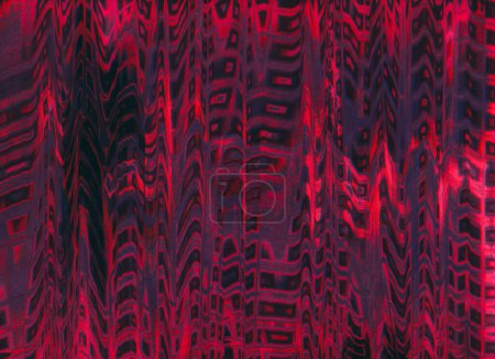 Glitch art. Distortion texture. Magenta pink blue color gradient digital noise artifacts curve square shape pattern holographic illustration abstract background.