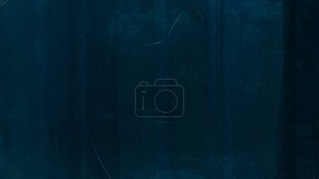Old film overlay. Dust scratches texture. Blue dirt stains defect weathered gritty distressed retro effect on dark black illustration abstract background.