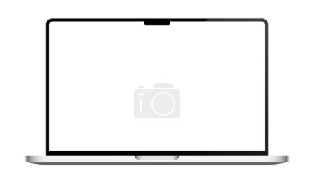 Illustration for Modern laptop vector mockup with a clear white screen, isolated on background. Realistic notebook mock up. - Royalty Free Image