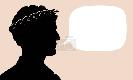 Ilustración de Hablando de César con una burbuja de texto vacía. Silueta negra estilo plano vector ilustración. - Imagen libre de derechos
