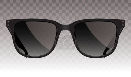 Black sunglasses, isolated on the transparent background. Classic shape unisex fashion black eyewear, vector illustration.