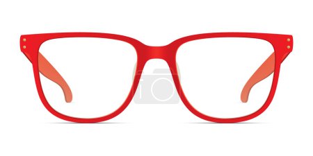 Espectáculos de marco rojo, aislados sobre el fondo blanco. Forma clásica unisex gafas rojas, ilustración vectorial.