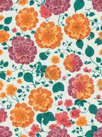 Illustration for Flower Seamless patterns repeating patterns design - Royalty Free Image