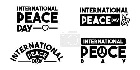 Téléchargez les illustrations : Symbole du logo de la Journée internationale de la paix vecteur d'étiquette texte - en licence libre de droit