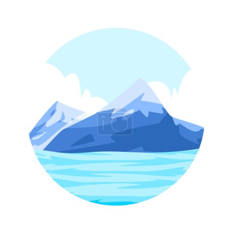 Illustration for Blue ocean wave with ice mountain blue iceberg glacier illustration round icon vector - Royalty Free Image