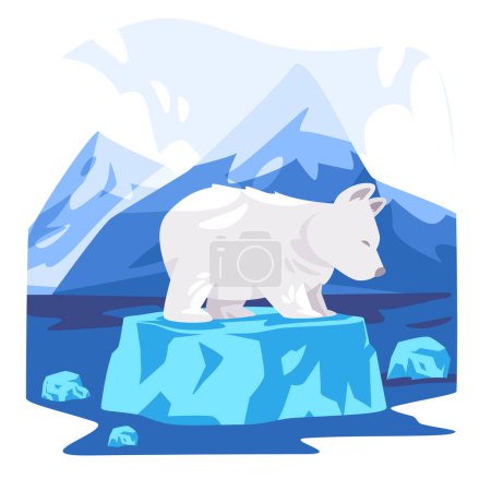 Téléchargez les photos : Ours polaire en train de fondre iceberg flottant espèces menacées symbole du réchauffement climatique effet du changement climatique dans le pôle nord illustration - en image libre de droit