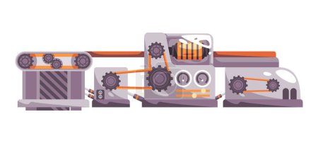Téléchargez les illustrations : Processus industriel automatique robuste de machine d'usine avec le vecteur interconnecté de roue dentée - en licence libre de droit