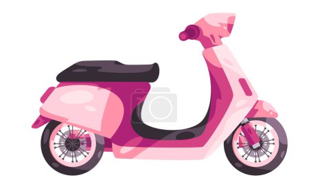 Illustration for Scooter moped delivery motorbike in pink color motorcycle automatic transmission in pink color vector - Royalty Free Image