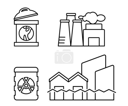 Ilustración de Icono de basura puede fábrica contaminación nuclear y peligrosa basura inundación casa edificio vector - Imagen libre de derechos