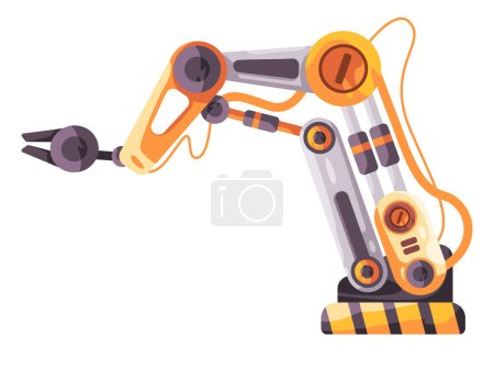 Tecnología de brazo robótico articulado industrial máquina automática fabricación ilustración vector