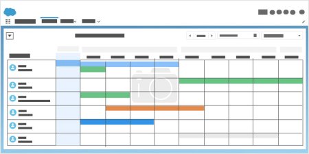 Ilustración de Gantt gráfico cronología estrategia planificación agenda proyecto tarea estadística duración progreso vector - Imagen libre de derechos