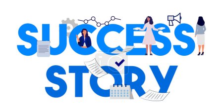 Illustration for Success story future inspiration message testimonial speech history telling experience personality development vector - Royalty Free Image