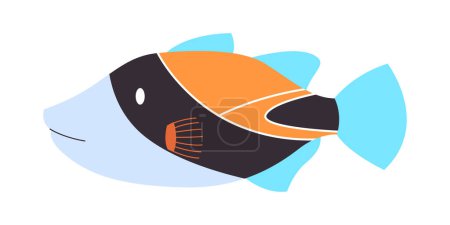 Téléchargez les illustrations : Récif triggerfish coloré belle faune animale nature natation environnement sous-marin à Hawaï océan vecteur - en licence libre de droit