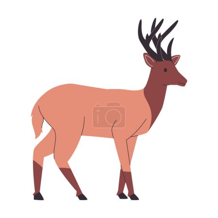 Ilustración de Color marrón rocoso montaña alce o ciervo naturaleza salvaje animal con cuernos grandes mamíferos herbívoros criatura vector - Imagen libre de derechos