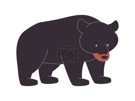 Illustration for Black bear big and fur omnivorous animal strong power predator creature wild nature environment vector - Royalty Free Image