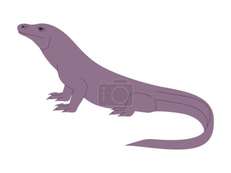 Ilustración de Komodo dragon naturaleza salvaje animal gran lagarto carnívoro en peligro de extinción reptil con larga cola vector - Imagen libre de derechos
